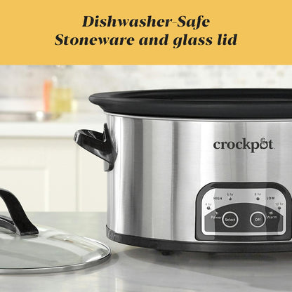 Crock-Pot® One Touch Control 6-Quart Easy-to-Clean Slow Cooker, Stainless Steel